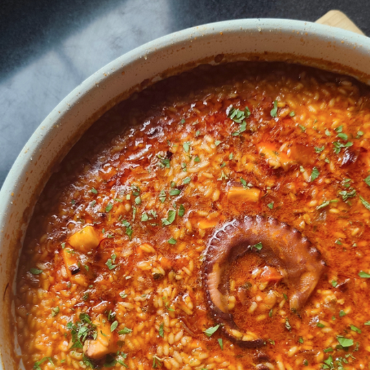Arroz cremoso con pulpitos
